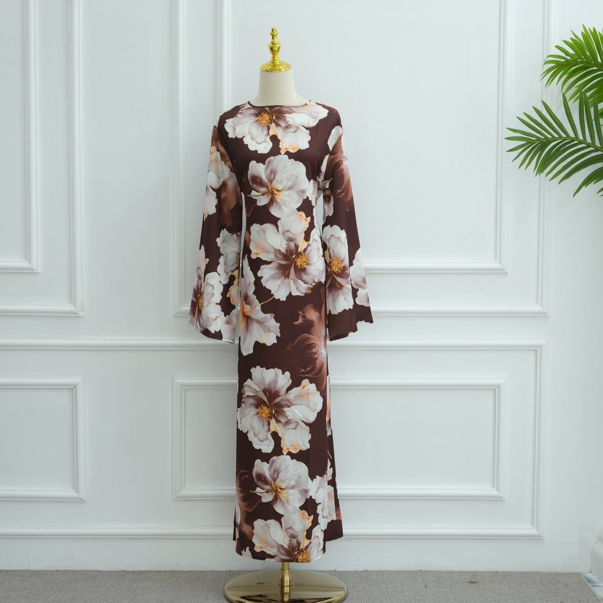 Floral Print Abaya with Bell Sleeves(MA332) by Mariam's Collection