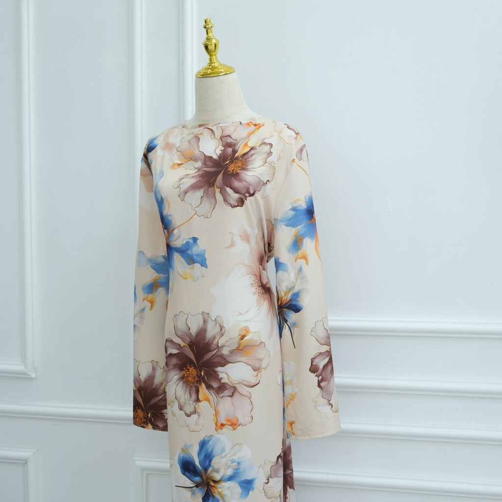 Floral Print Abaya with Bell Sleeves(MA332) by Mariam's Collection