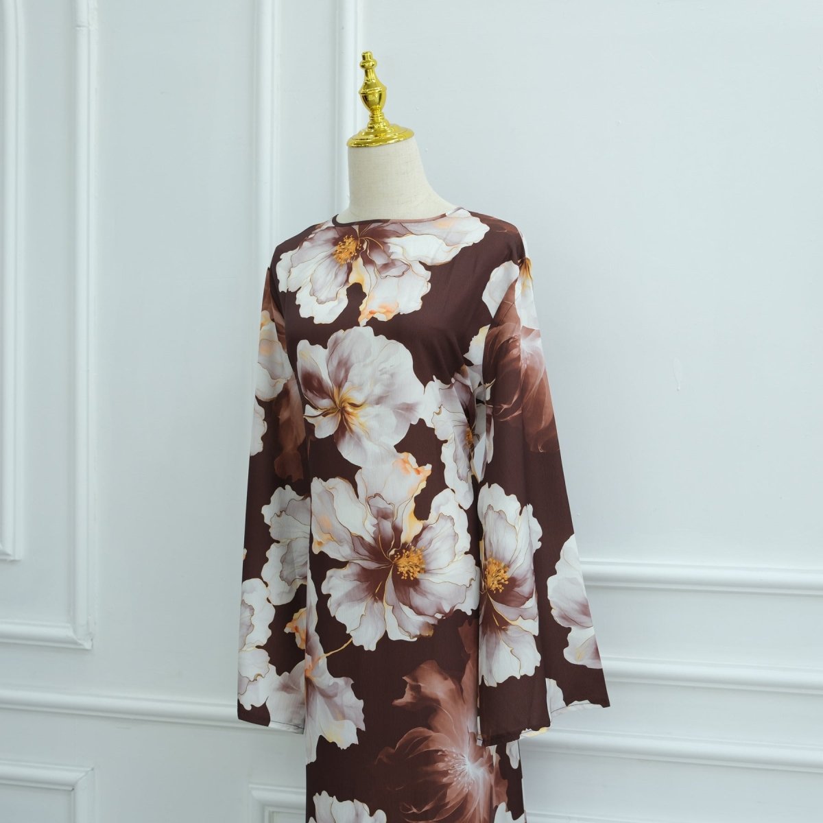 Floral Print Abaya with Bell Sleeves(MA332) by Mariam's Collection