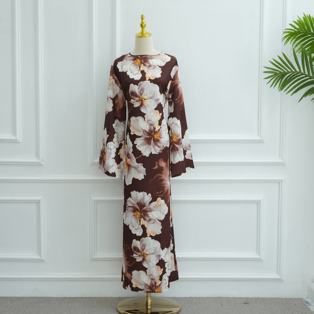 Floral Print Abaya with Bell Sleeves(MA332) by Mariam's Collection
