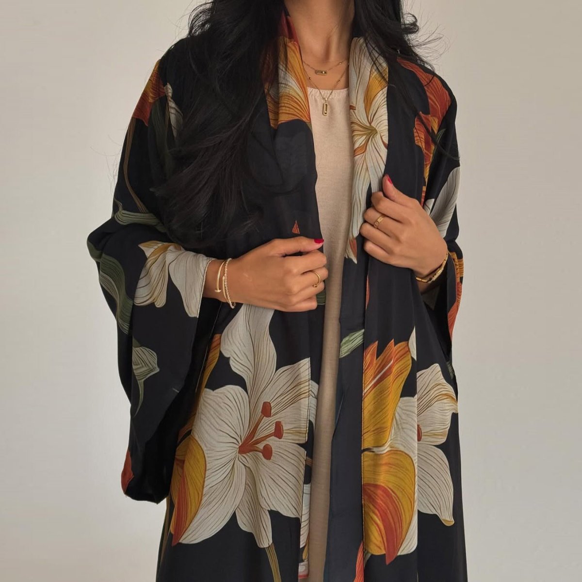Floral Print Open Abaya with Matching Hijab (MOA287) by Mariam's Collection