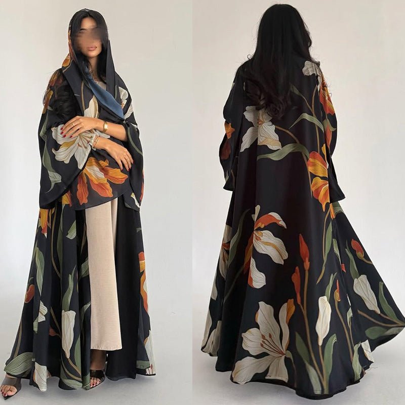 Floral Print Open Abaya with Matching Hijab (MOA287) by Mariam's Collection