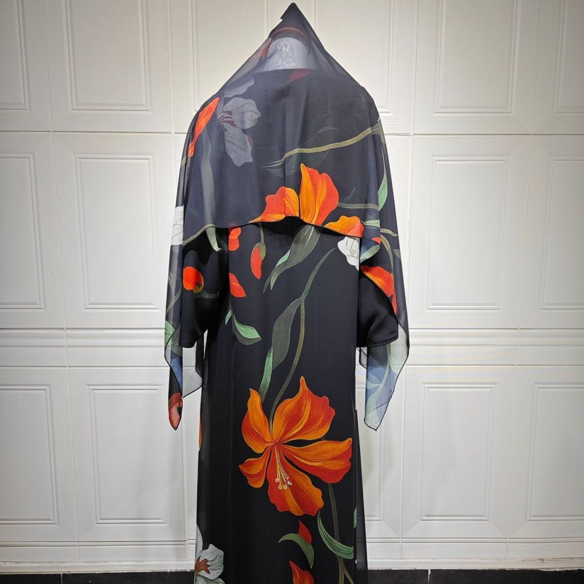 Floral Print Open Abaya with Matching Hijab (MOA287) by Mariam's Collection
