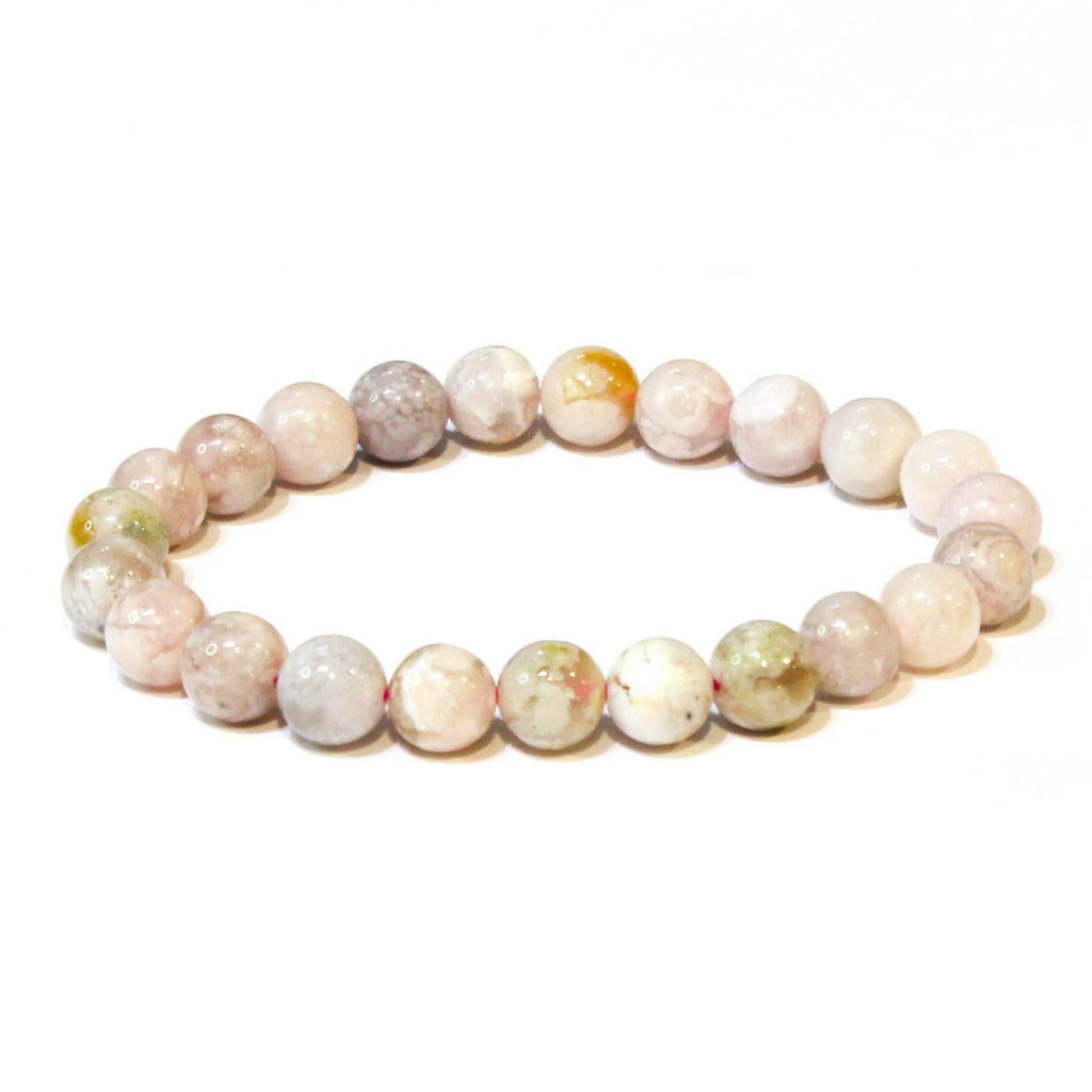 Flower Agate Round Bead Bracelet - Stone of the Divine Feminine by Sacred Crystals