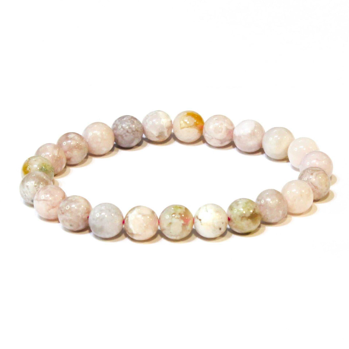 Flower Agate Round Bead Bracelet - Stone of the Divine Feminine by Sacred Crystals