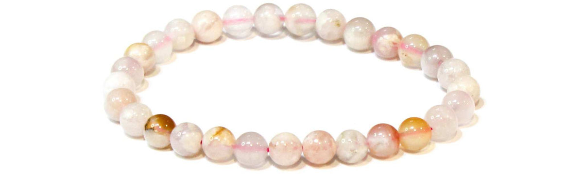 Flower Agate Round Bead Bracelet - Stone of the Divine Feminine by Sacred Crystals