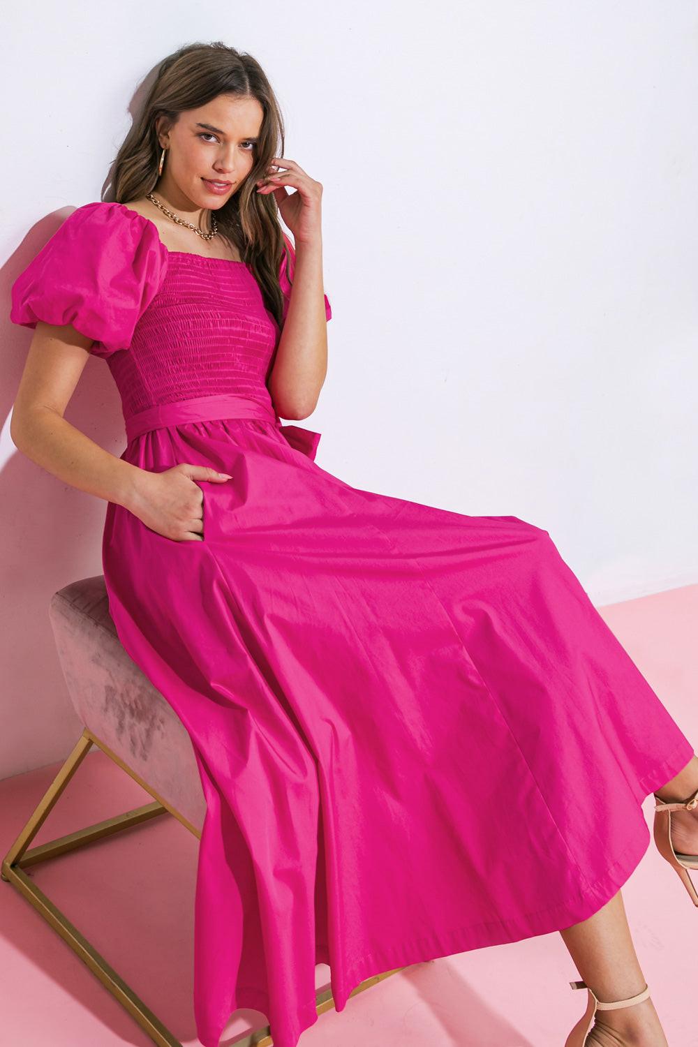 A PEACEFUL PLACE WOVEN MIDI DRESS by Flying Tomato