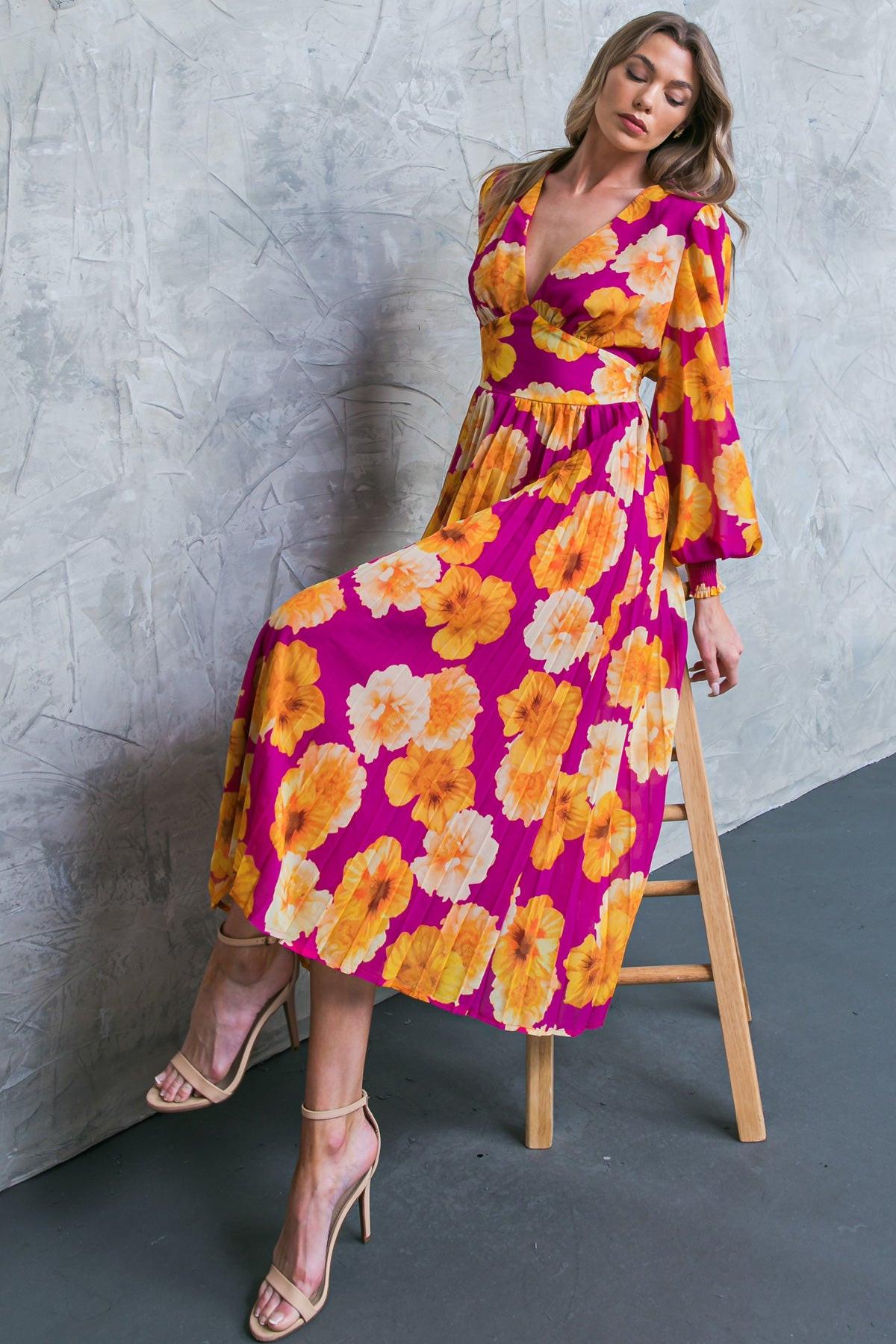 LOOK AT HER FLORAL WOVEN MIDI DRESS by Flying Tomato
