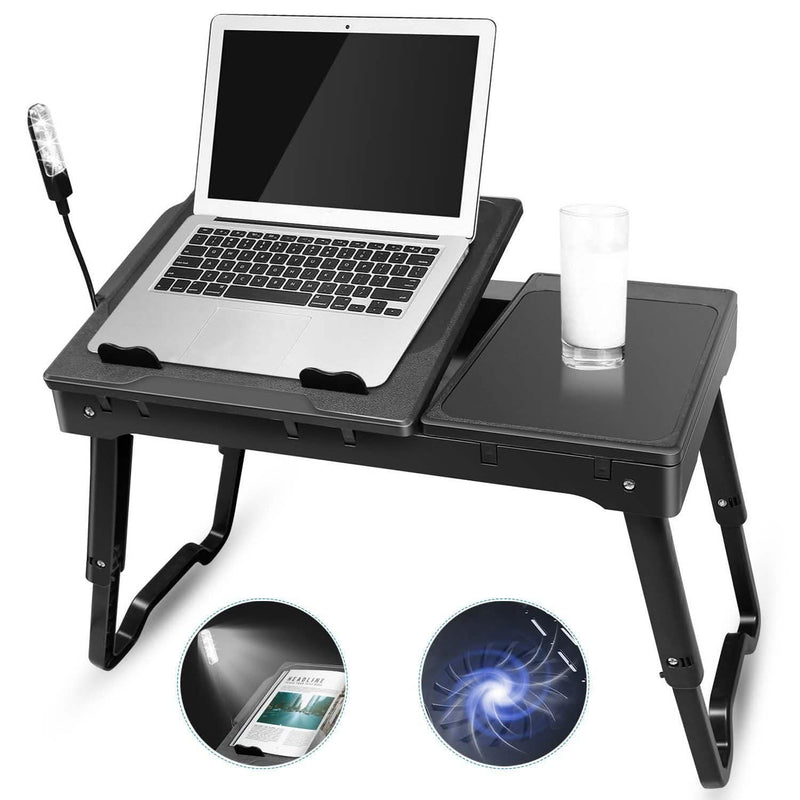 Foldable Laptop Table Bed Notebook Desk with Cooling Fan Mouse Board by DailySale