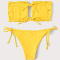 Frill Trim Bandeau Tie Side Bikini Swimsuit by DailySale