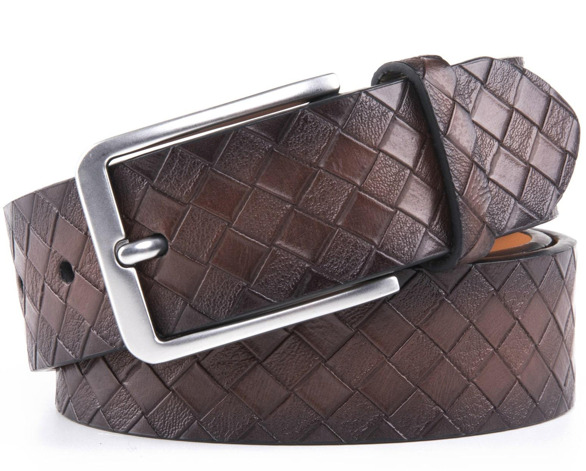 Genuine Split Leather Belt for Men – Brushed Buckle, 1.3" Strap by Access Accessories