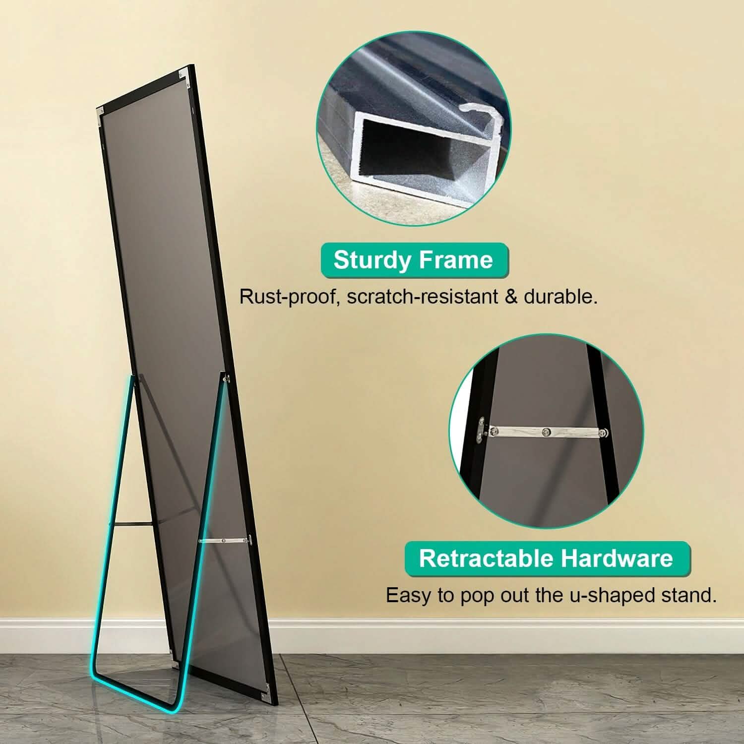 Full Length Mirror Aluminum Alloy Wall Mirror Free Standing Floor by DailySale