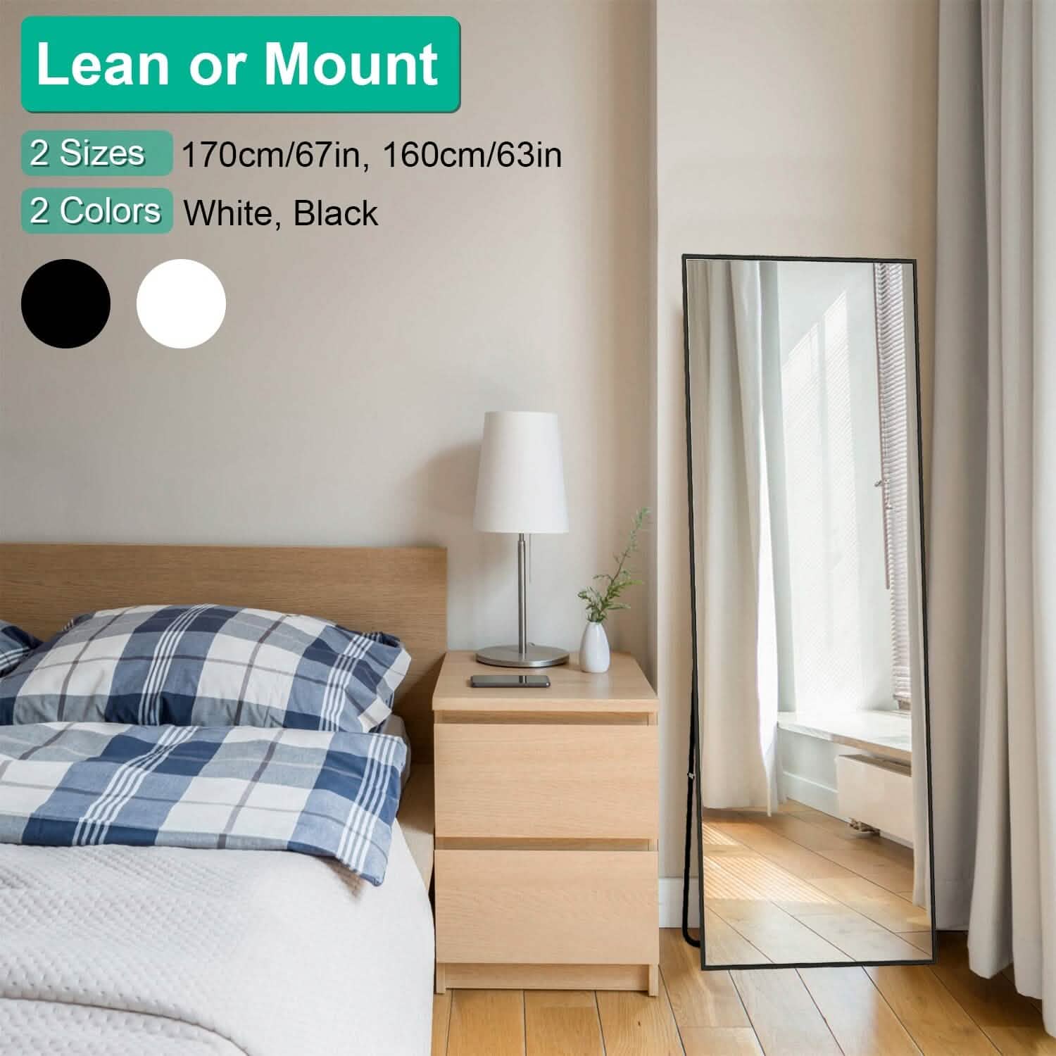 Full Length Mirror Aluminum Alloy Wall Mirror Free Standing Floor by DailySale
