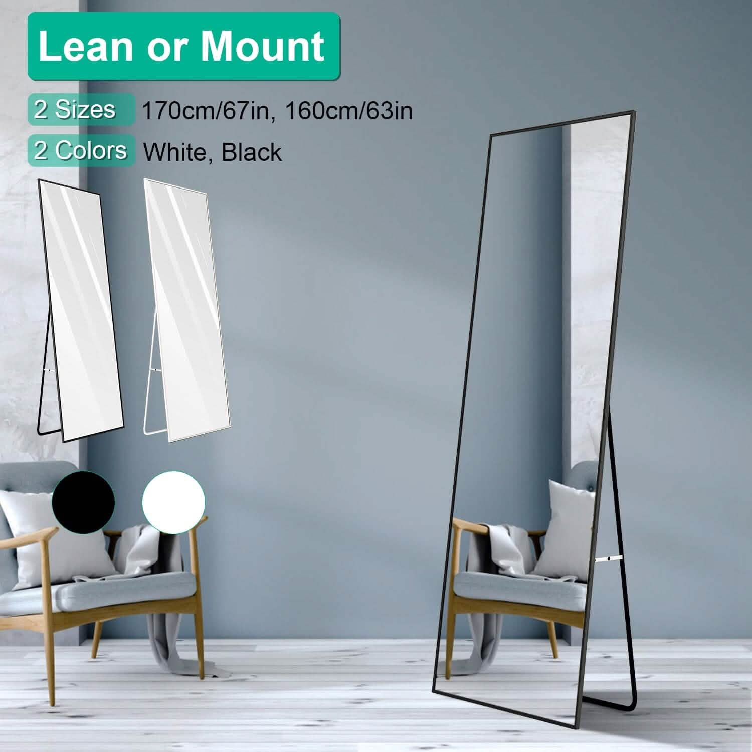 Full Length Mirror Aluminum Alloy Wall Mirror Free Standing Floor by DailySale