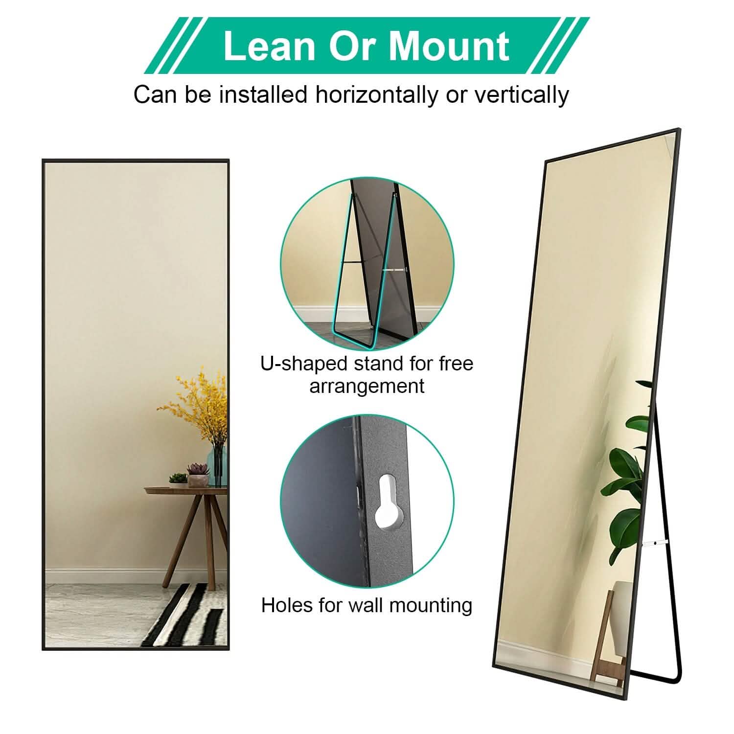 Full Length Mirror Aluminum Alloy Wall Mirror Free Standing Floor by DailySale