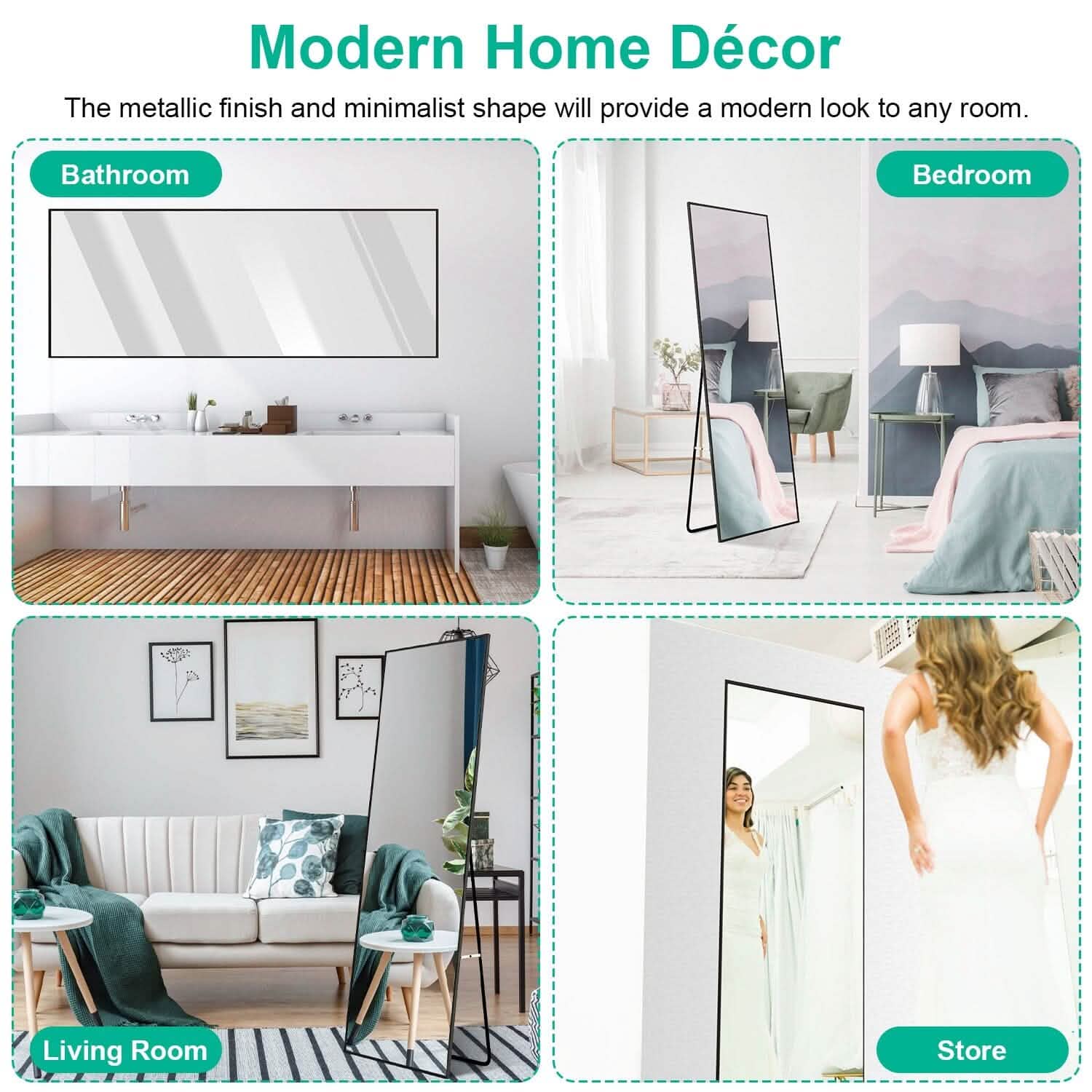 Full Length Mirror Aluminum Alloy Wall Mirror Free Standing Floor by DailySale