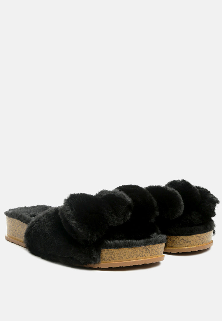 Fuzz Bow Fur Flats by London Rag