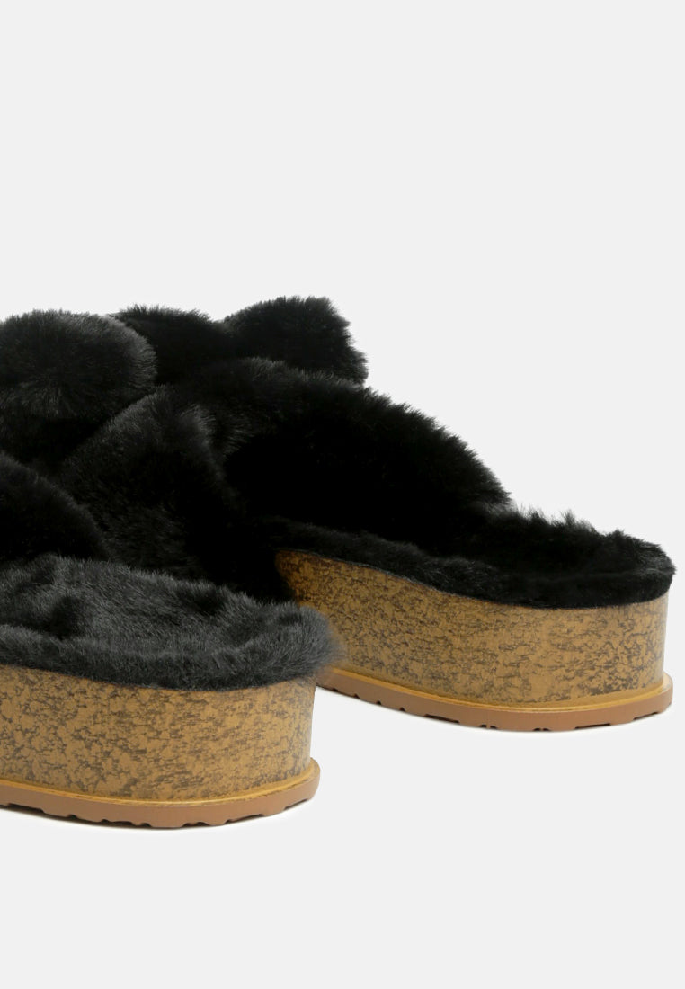 Fuzz Bow Fur Flats by London Rag