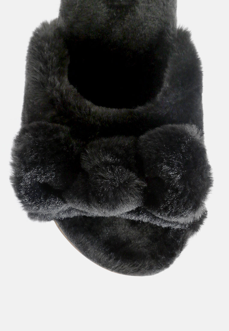 Fuzz Bow Fur Flats by London Rag