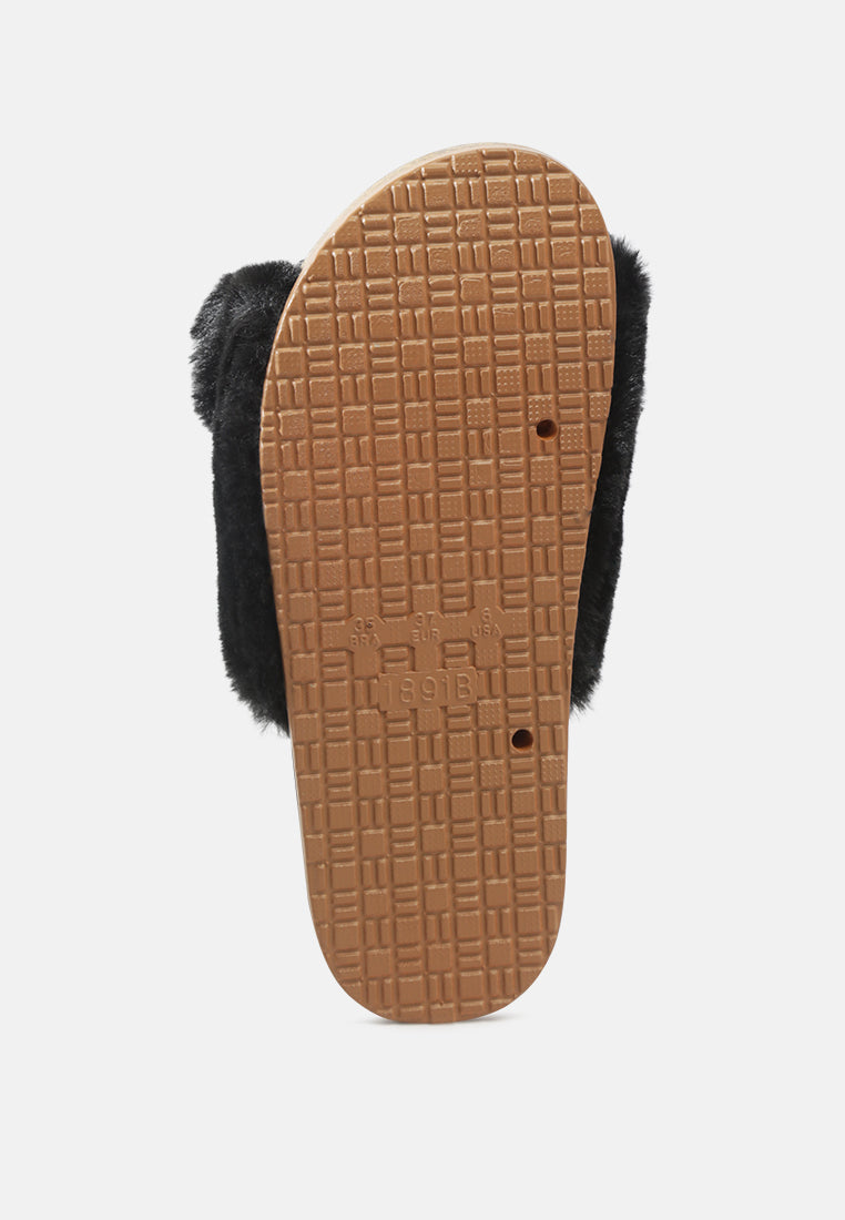 Fuzz Bow Fur Flats by London Rag