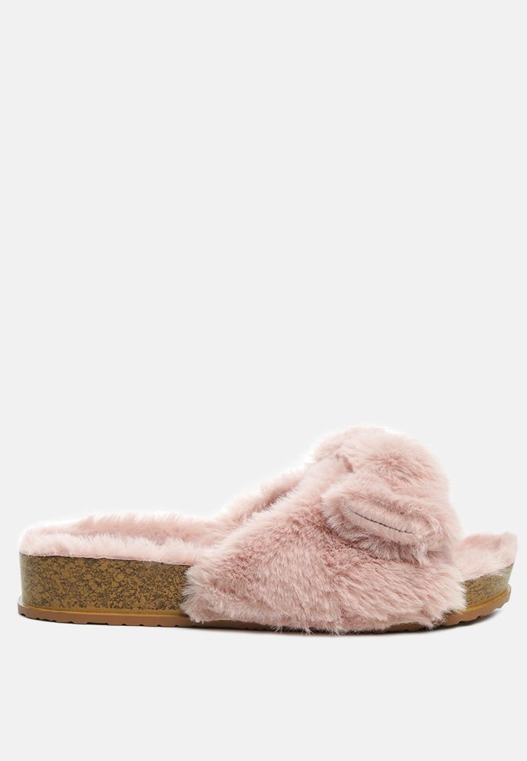 Fuzz Bow Fur Flats by London Rag