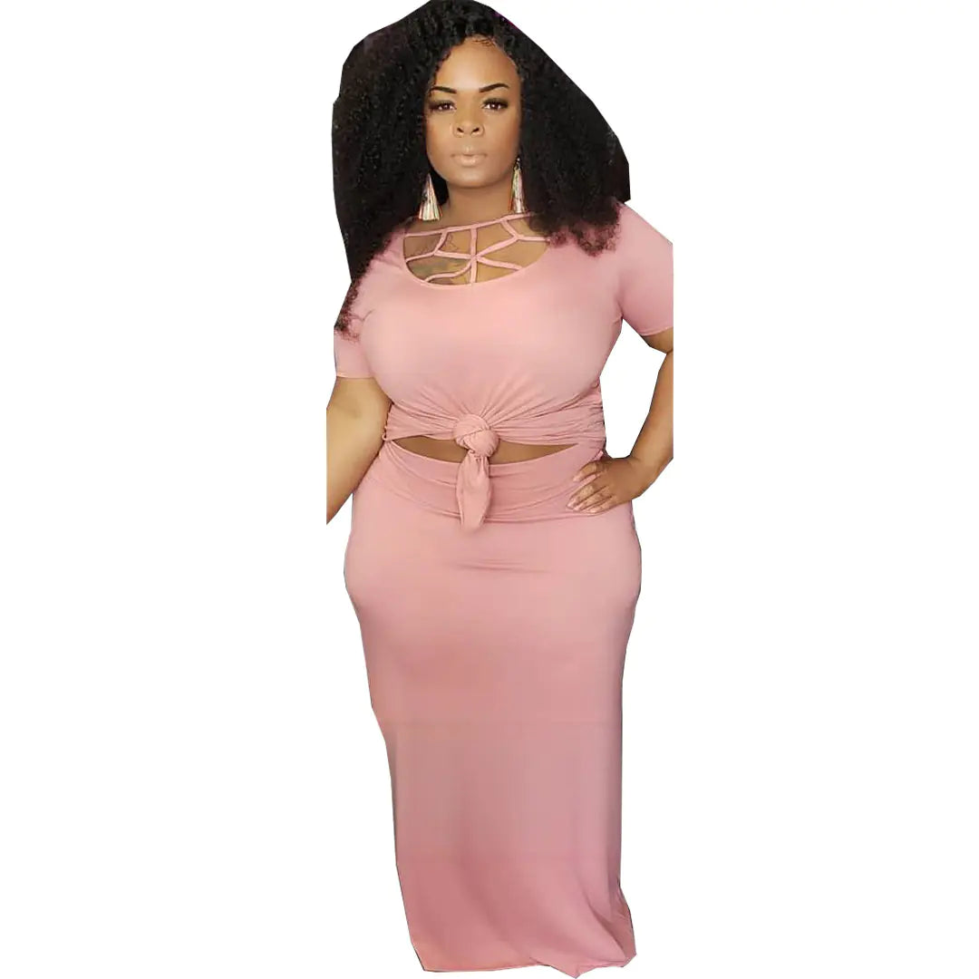 Plus Size Hollow Neck Two-Piece Dress Set by Trendy Attic Store01