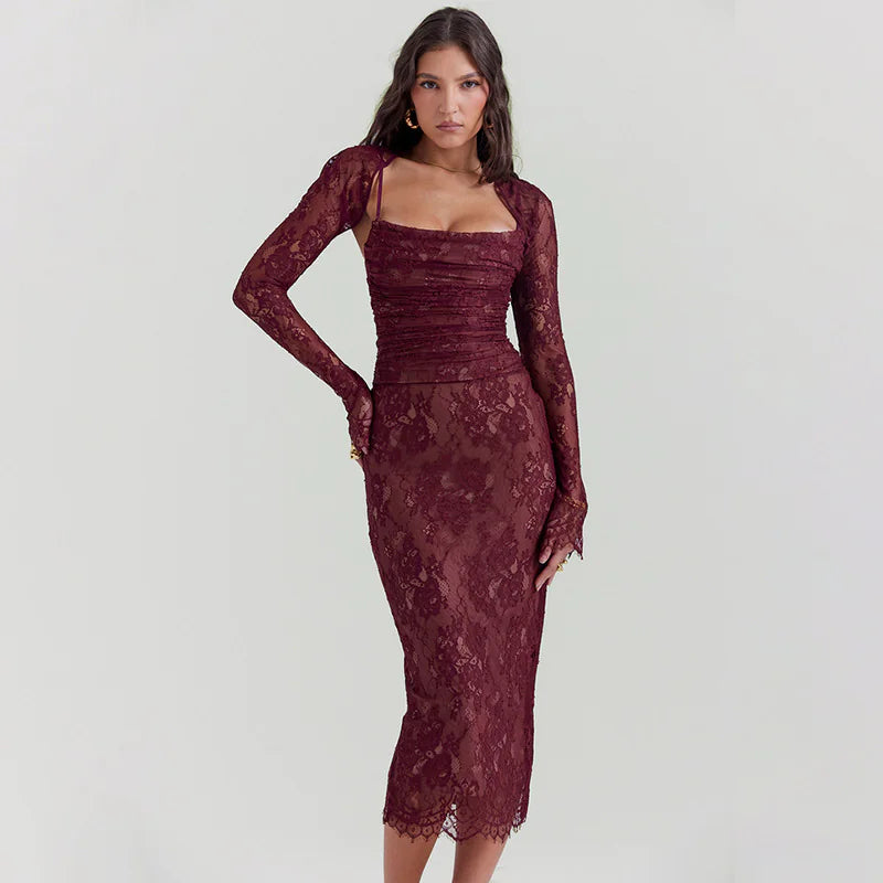 Elegant Red Spaghetti Strap Party Dress by Trendy Attic Store01