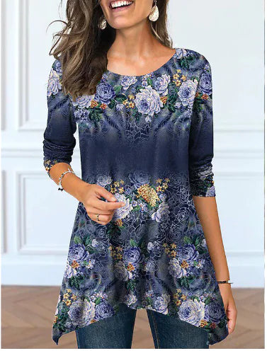 Plus Size Women's Floral Print Round Neck Dress by Trendy Attic Store01