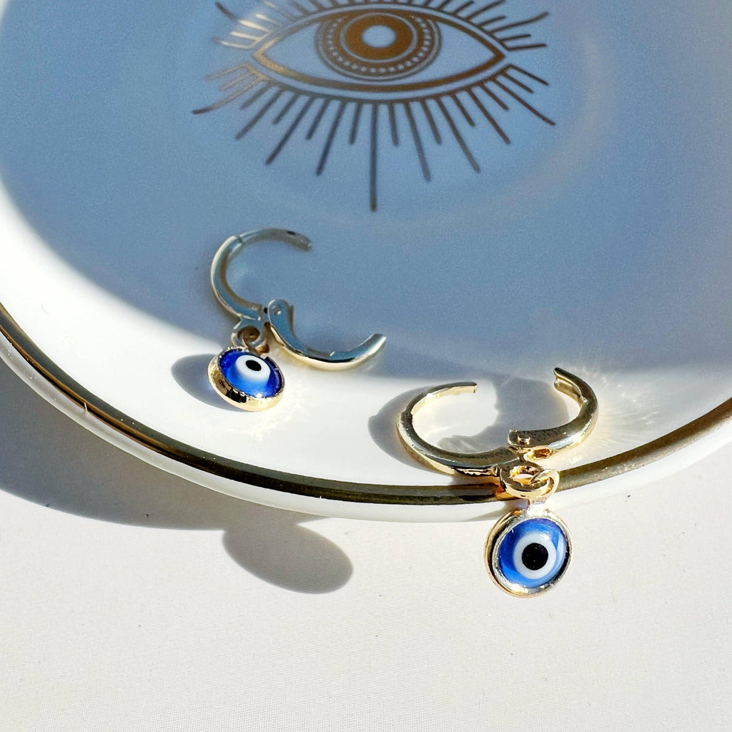 Glass Evil Eye Huggie Earrings by Classic Variable