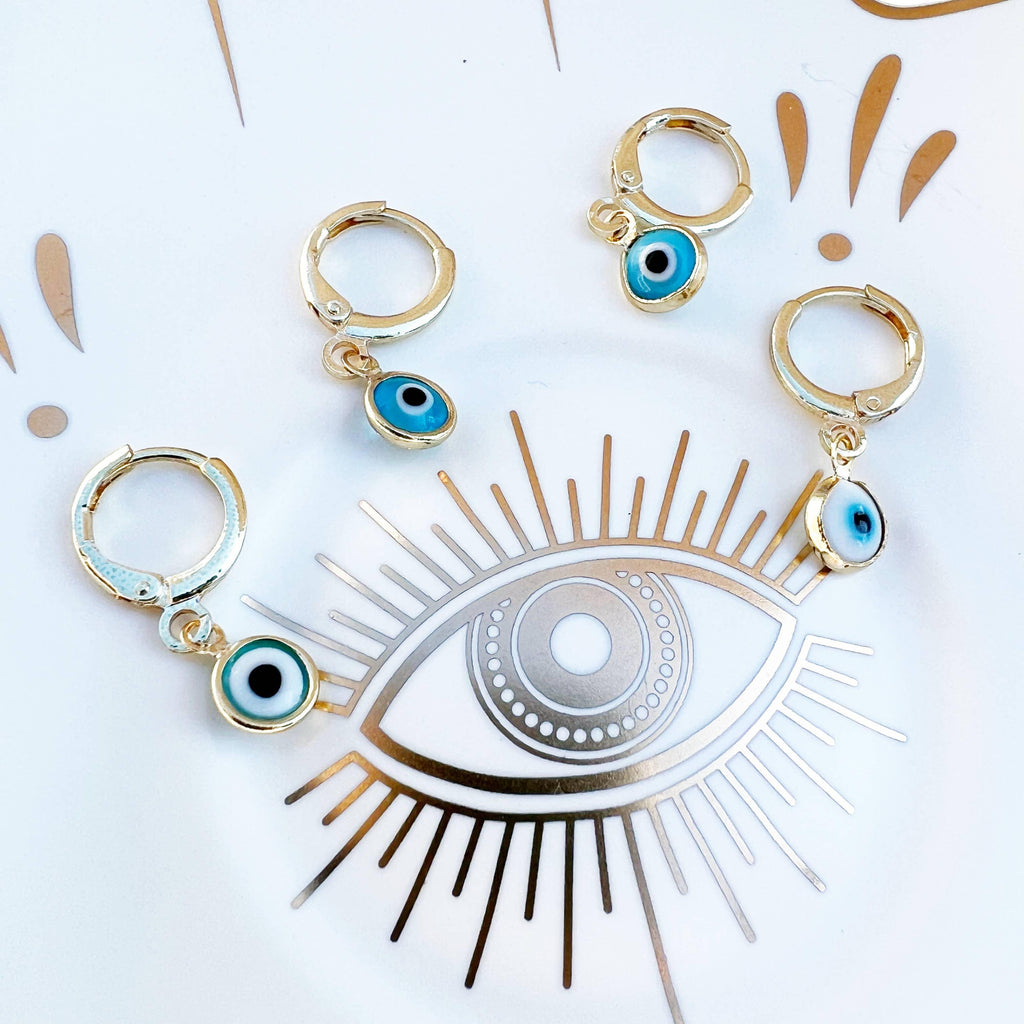 Glass Evil Eye Huggie Earrings by Classic Variable