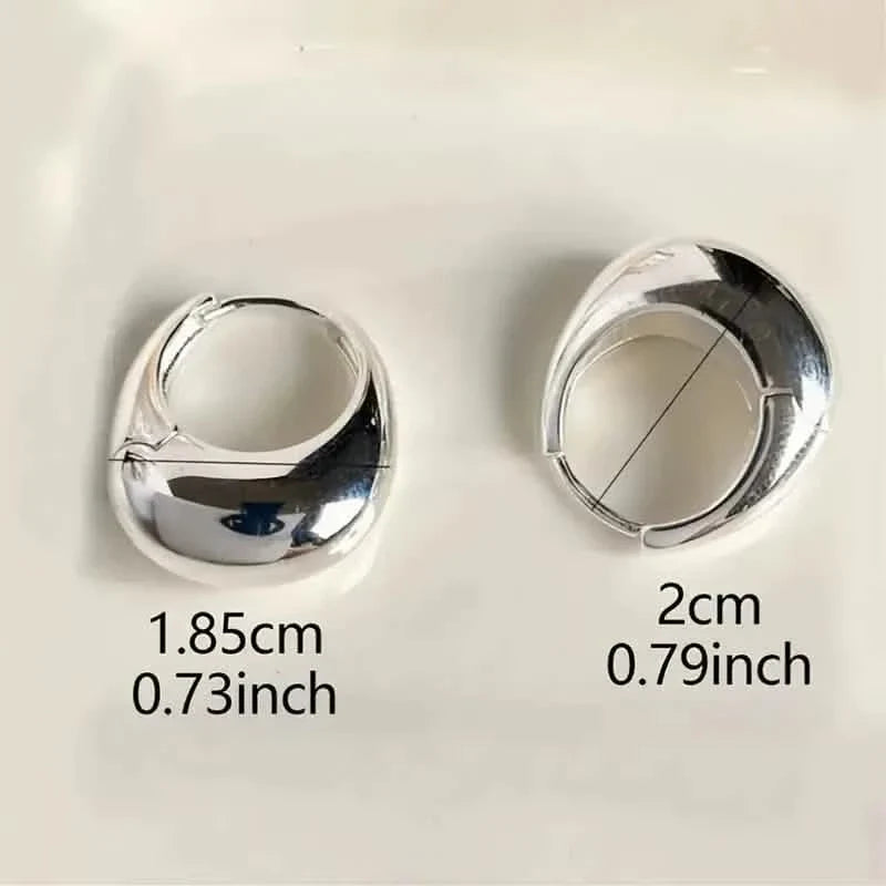 Glossy Chunky Shaped Hoop Earrings Copper Jewelry Vintage Elegant Style Female Geometric Ear Buckles by DailySale
