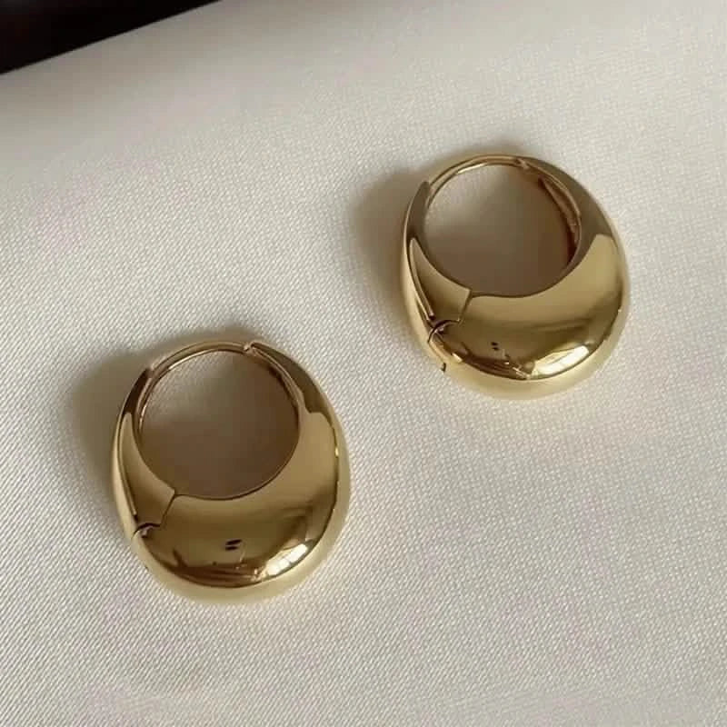 Glossy Chunky Shaped Hoop Earrings Copper Jewelry Vintage Elegant Style Female Geometric Ear Buckles by DailySale