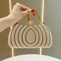 Gold-Framed Diamond Accent Pearl-Encrusted Dinner Bag with Chain Strap (MAC249) by Mariam's Collection