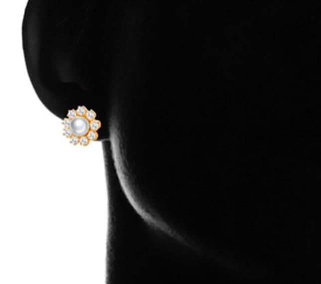 Gold Plated Cultured Pearl Stud Earrings by DailySale
