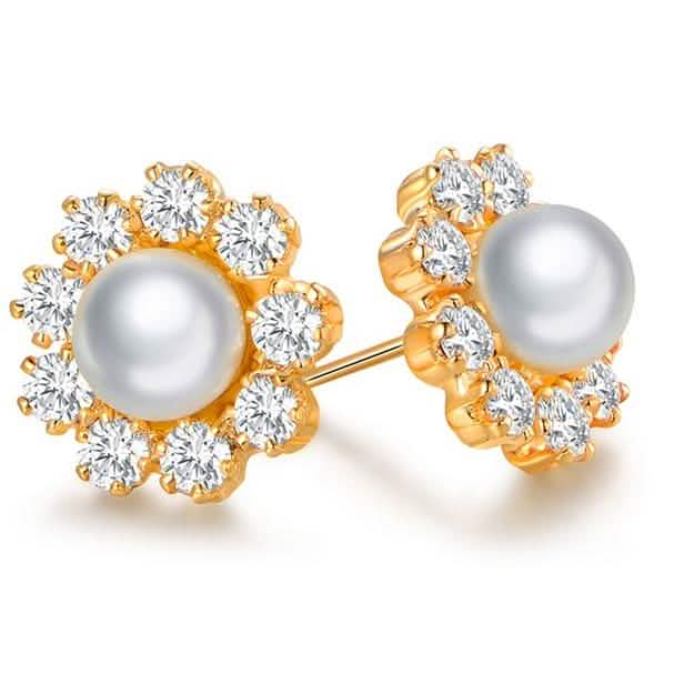 Gold Plated Cultured Pearl Stud Earrings by DailySale