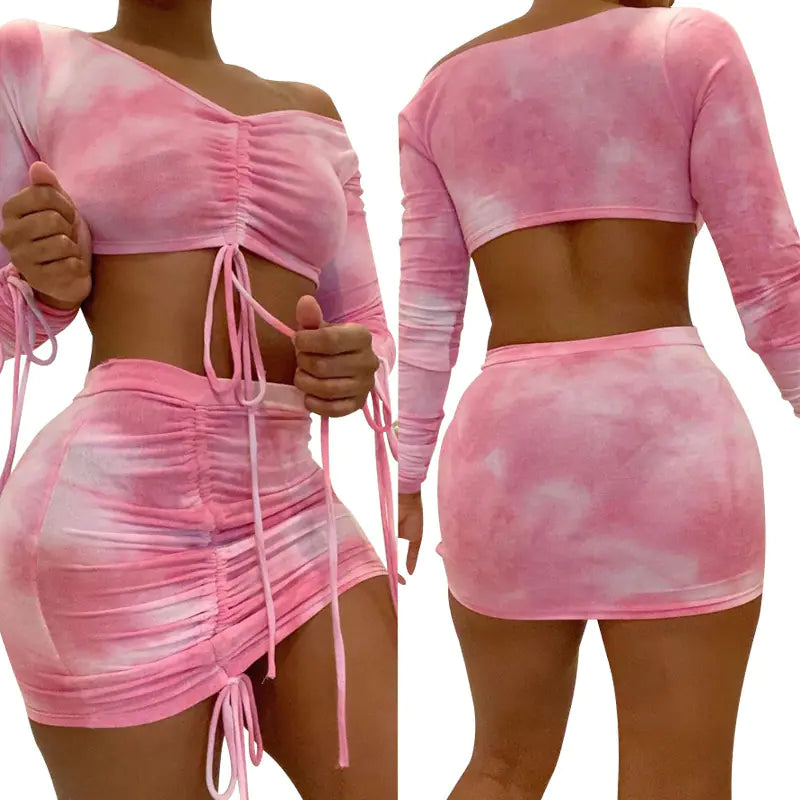 Women's Two-Piece Dress Set with Print by Trendy Attic Store01