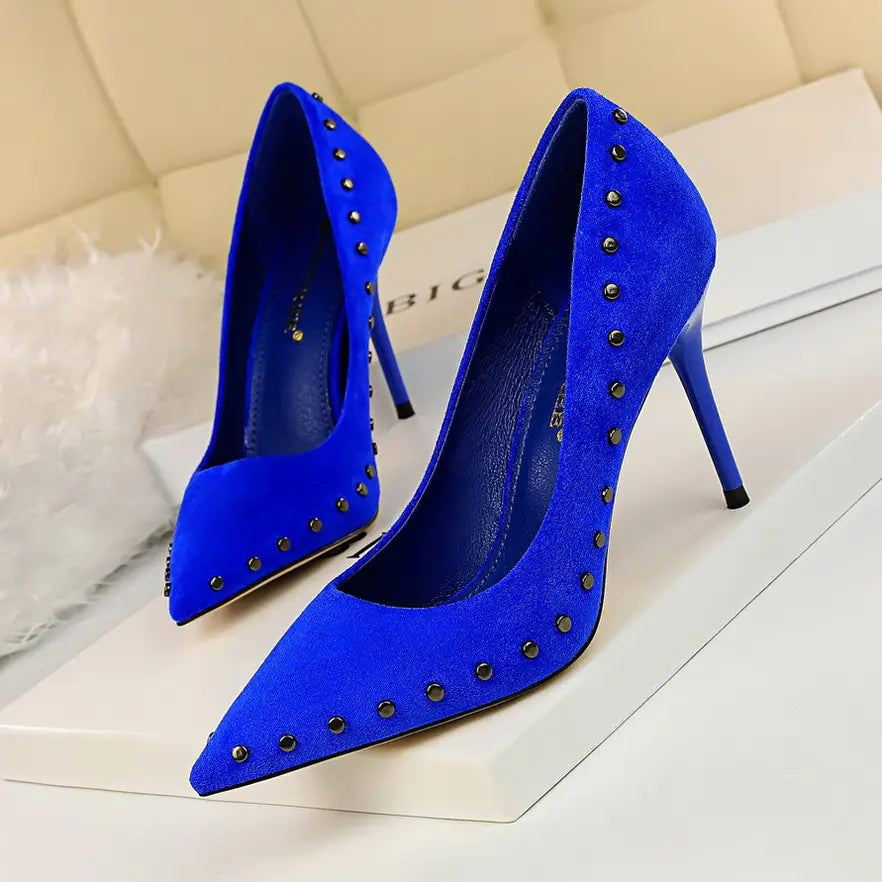 Vintage Women's High Heels with Pointed Toe and Studs by Trendy Attic Store01