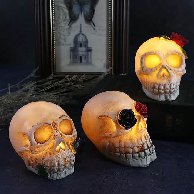 Halloween Resin Skull LED Night Light Decorative Light by DailySale