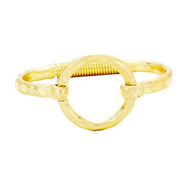 Hammered Metal Hoop Hook Cuff Bracelet by Madeline Love