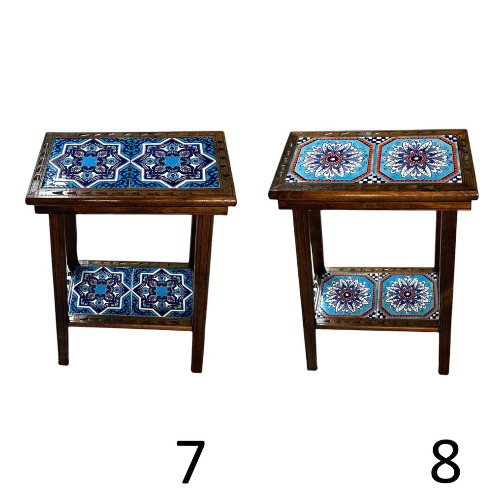 Talavera Tile End Table | Handmade Mexican Wood Accent Furniture by The Talavera Hub