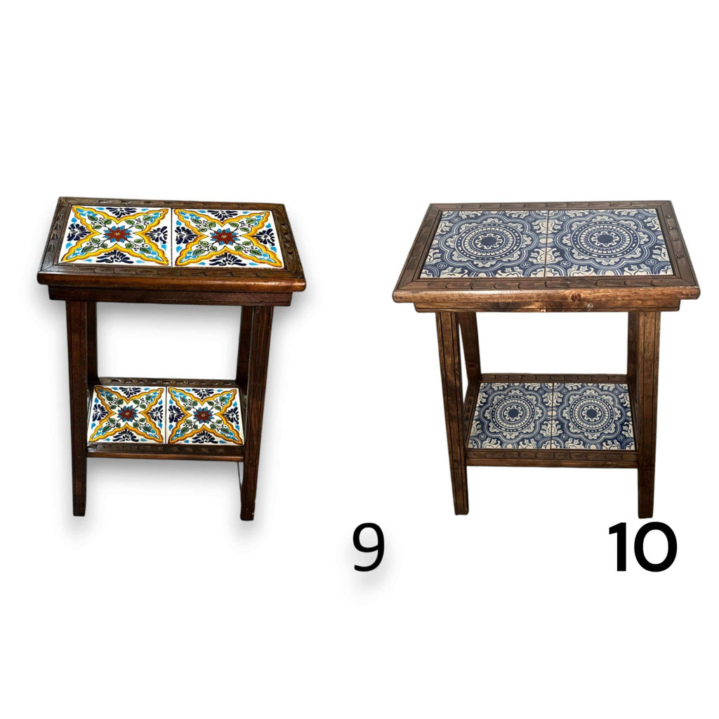 Talavera Tile End Table | Handmade Mexican Wood Accent Furniture by The Talavera Hub