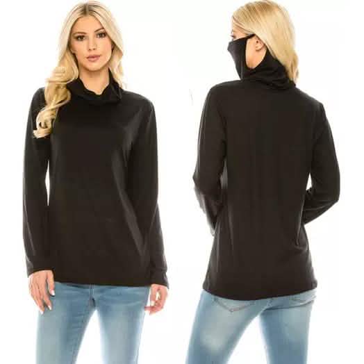 Haute Edition Cowl Neck Tee with Built-In Mask by DailySale