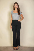 High Waist Stretch Crepe Flare Pants by Tigbul's Variety Fashion Shop