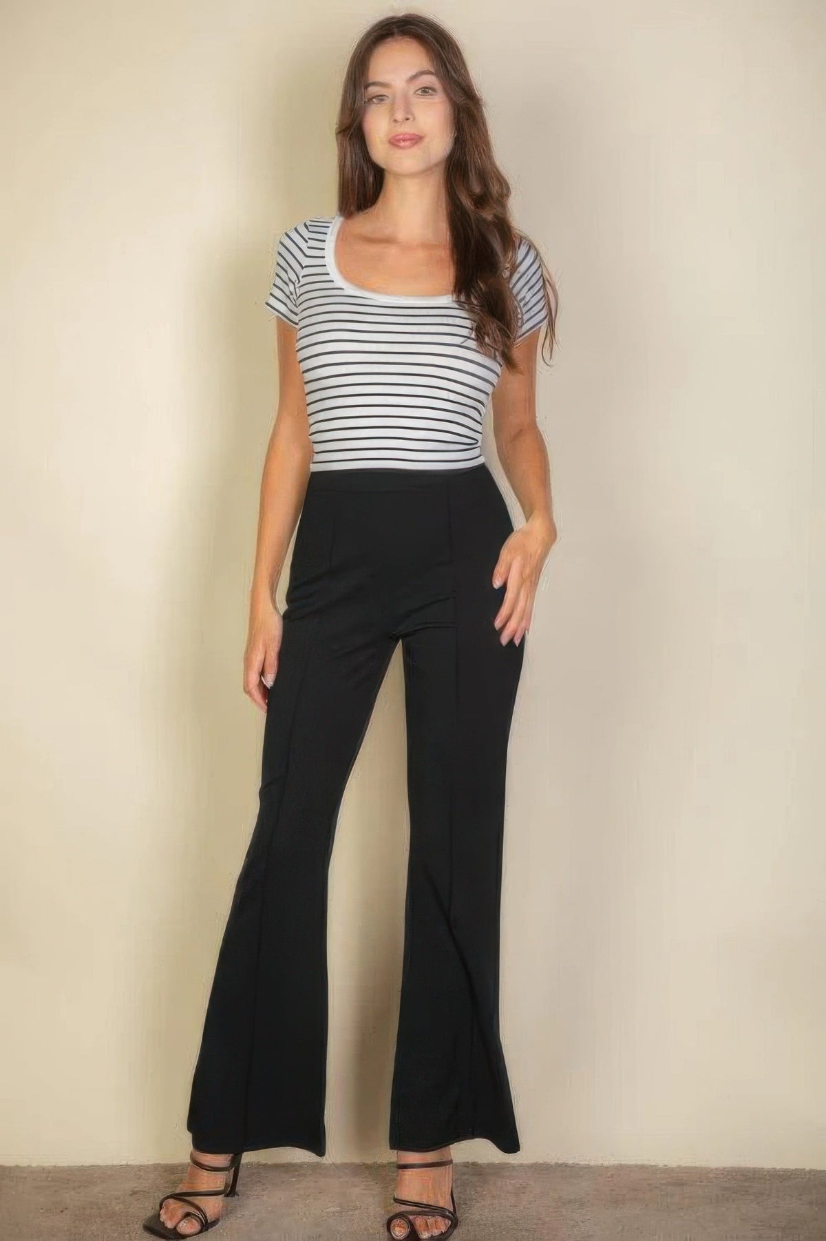 High Waist Stretch Crepe Flare Pants by Tigbul's Variety Fashion Shop