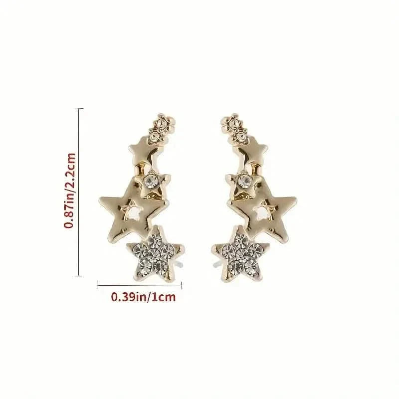 Hollow Star Earrings Zinc Alloy with Rhinestone Accents by DailySale