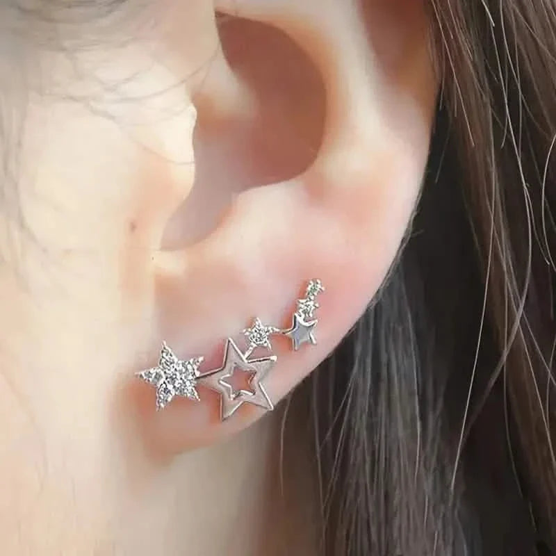 Hollow Star Earrings Zinc Alloy with Rhinestone Accents by DailySale