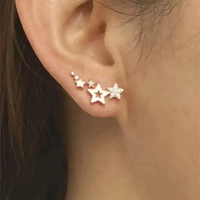 Hollow Star Earrings Zinc Alloy with Rhinestone Accents by DailySale