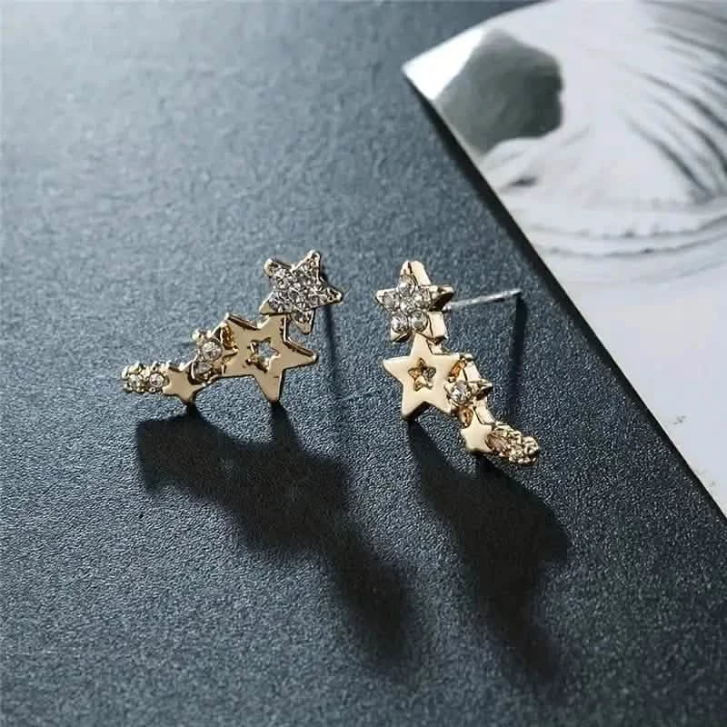 Hollow Star Earrings Zinc Alloy with Rhinestone Accents by DailySale