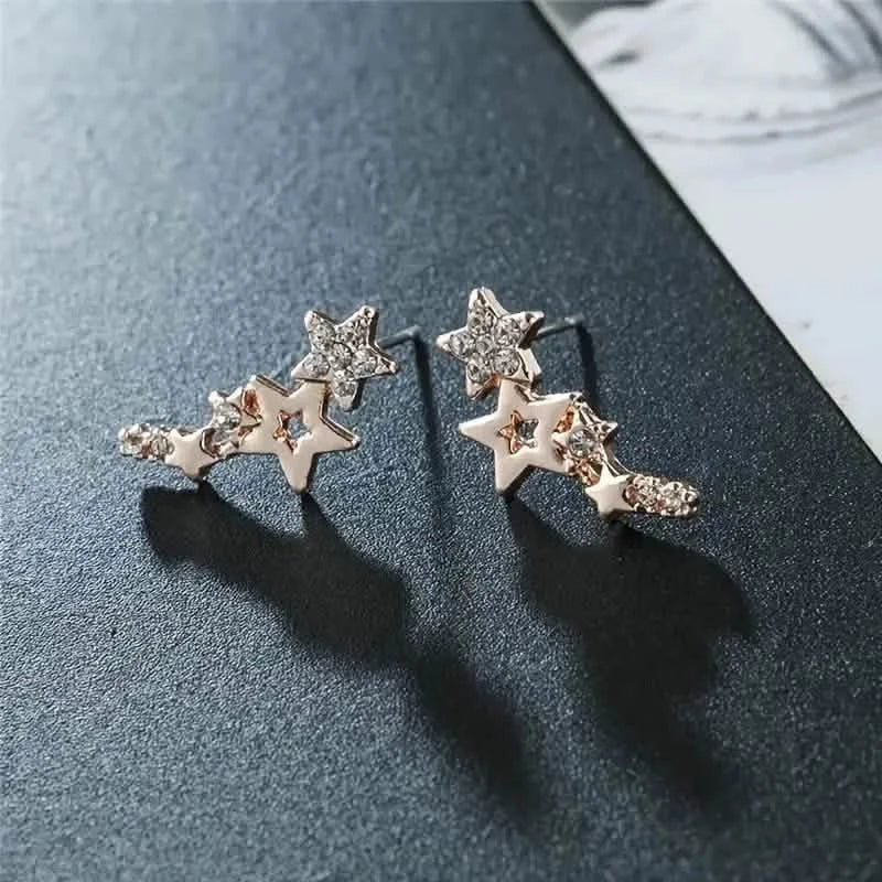 Hollow Star Earrings Zinc Alloy with Rhinestone Accents by DailySale