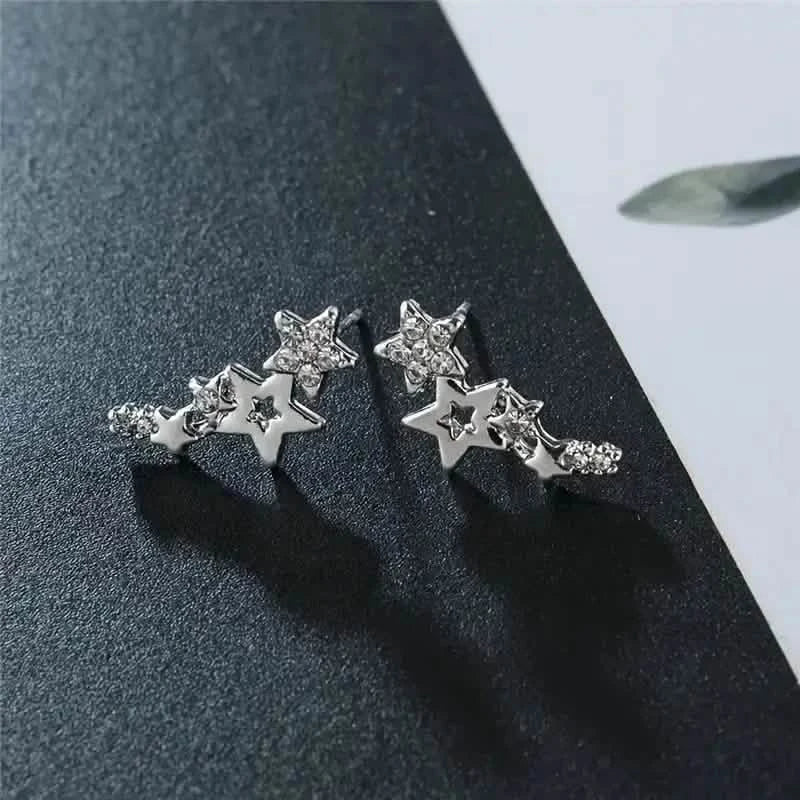 Hollow Star Earrings Zinc Alloy with Rhinestone Accents by DailySale